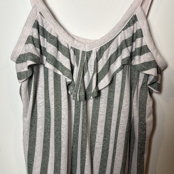 Old Navy Womens Linen Blend Stripped Ruffle Front Tank Top Beach Summer Lounge M - Picture 3 of 9